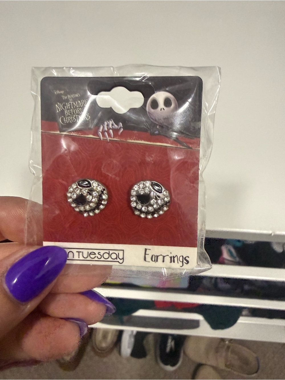 Disney The Nightmare Before Christmas Jack Skellington Silver Stud Earrings